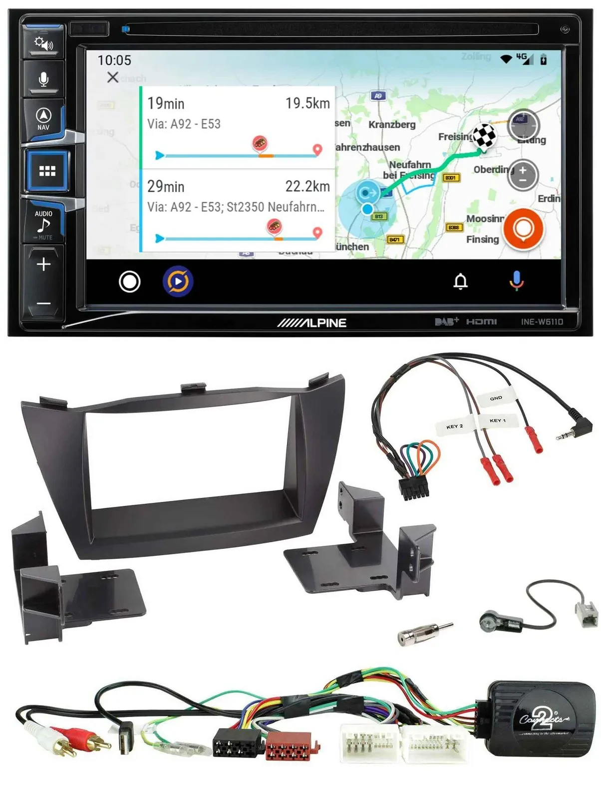 Alpine Bluetooth TMC USB DAB 2DIN Lenkrad Navigation für Hyundai Tucson 2010-201