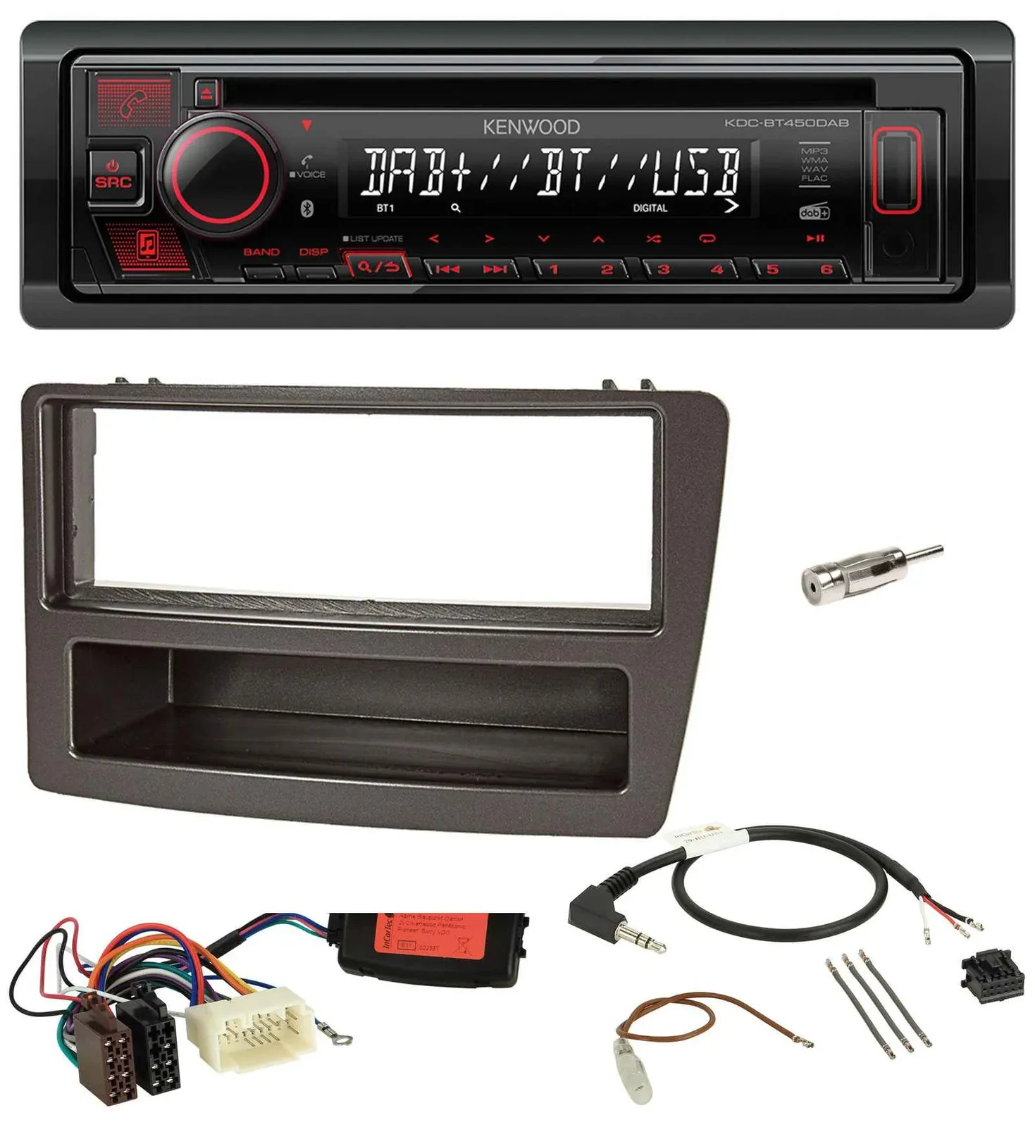 Автомагнитола Kenwood CD USB Bluetooth DAB для Honda Civic 2004–2006, антрацит