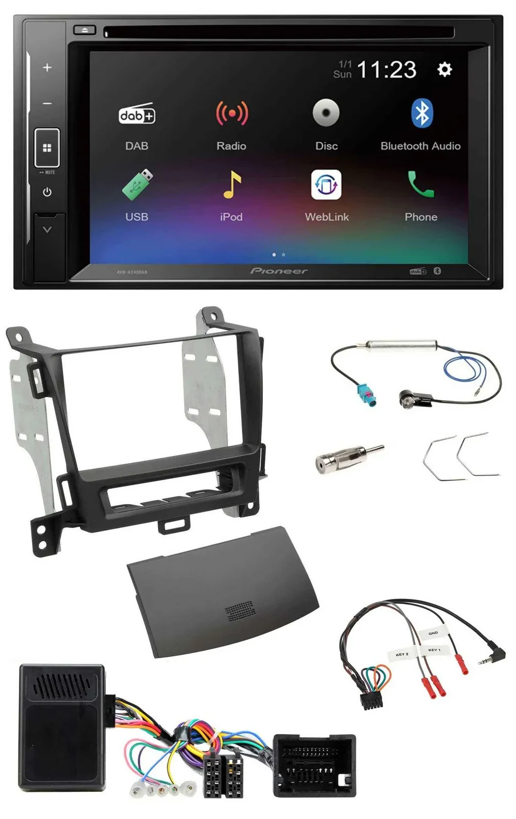 Pioneer Bluetooth Lenkrad USB 2DIN DAB DVD Autoradio für Opel Zafira ab 13 jet b