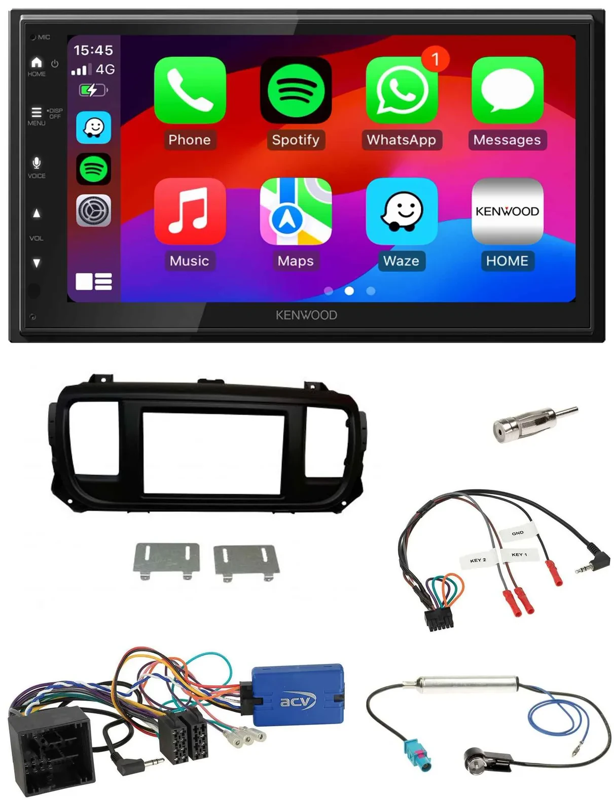 Kenwood Lenkrad USB DAB 2DIN Bluetooth Autoradio für Citroen Spacetourer Jumpy o