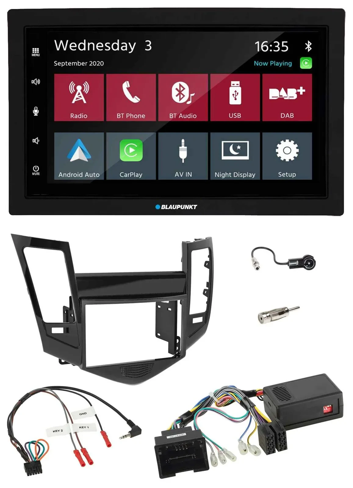 Blaupunkt 2DIN Lenkrad USB Bluetooth DAB Autoradio für Chevrolet Cruze 05/2009-2