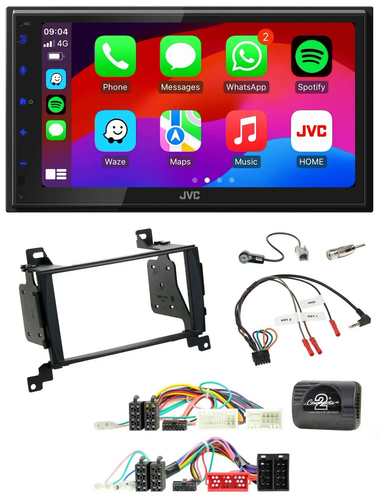 JVC Bluetooth 2DIN Lenkrad DAB USB Autoradio für Hyundai Santa Fe 2010-2012