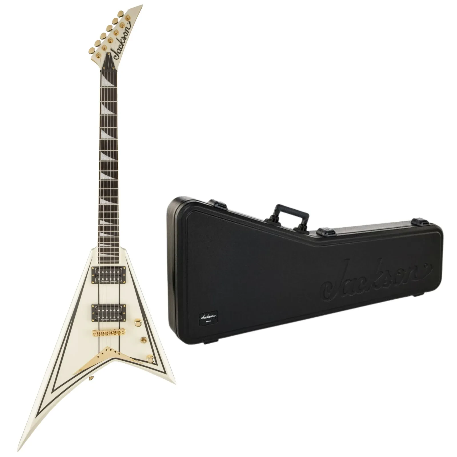 Jackson Pro Series Rhoads Guitar (Ivory with Black Pinstripes) with Case