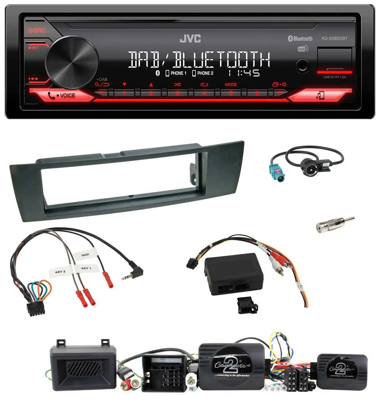 JVC Bluetooth USB DAB Lenkrad Autoradio für BMW 1er E87 04-13 Aktiv PDC