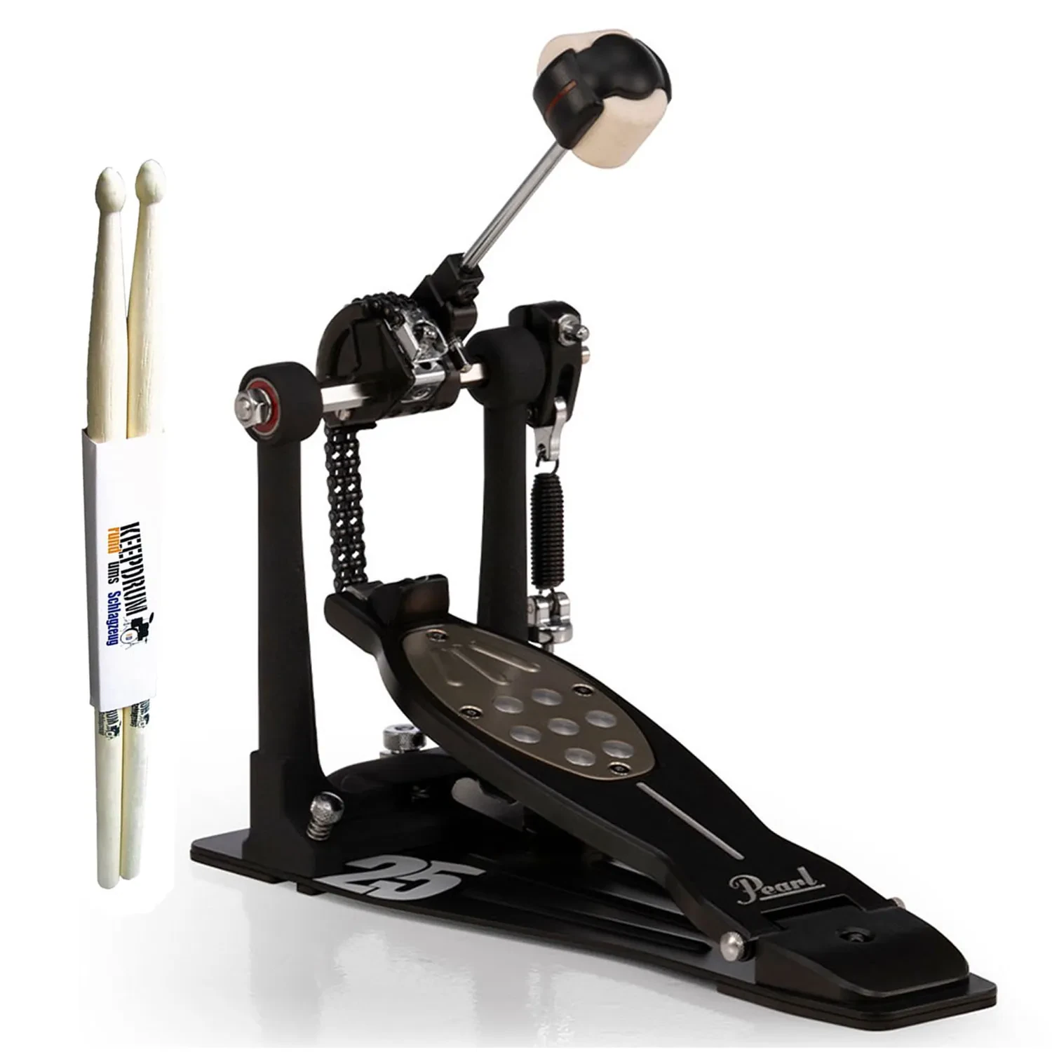 Педаль для барабана Pearl P-2050C/B Black с палочками