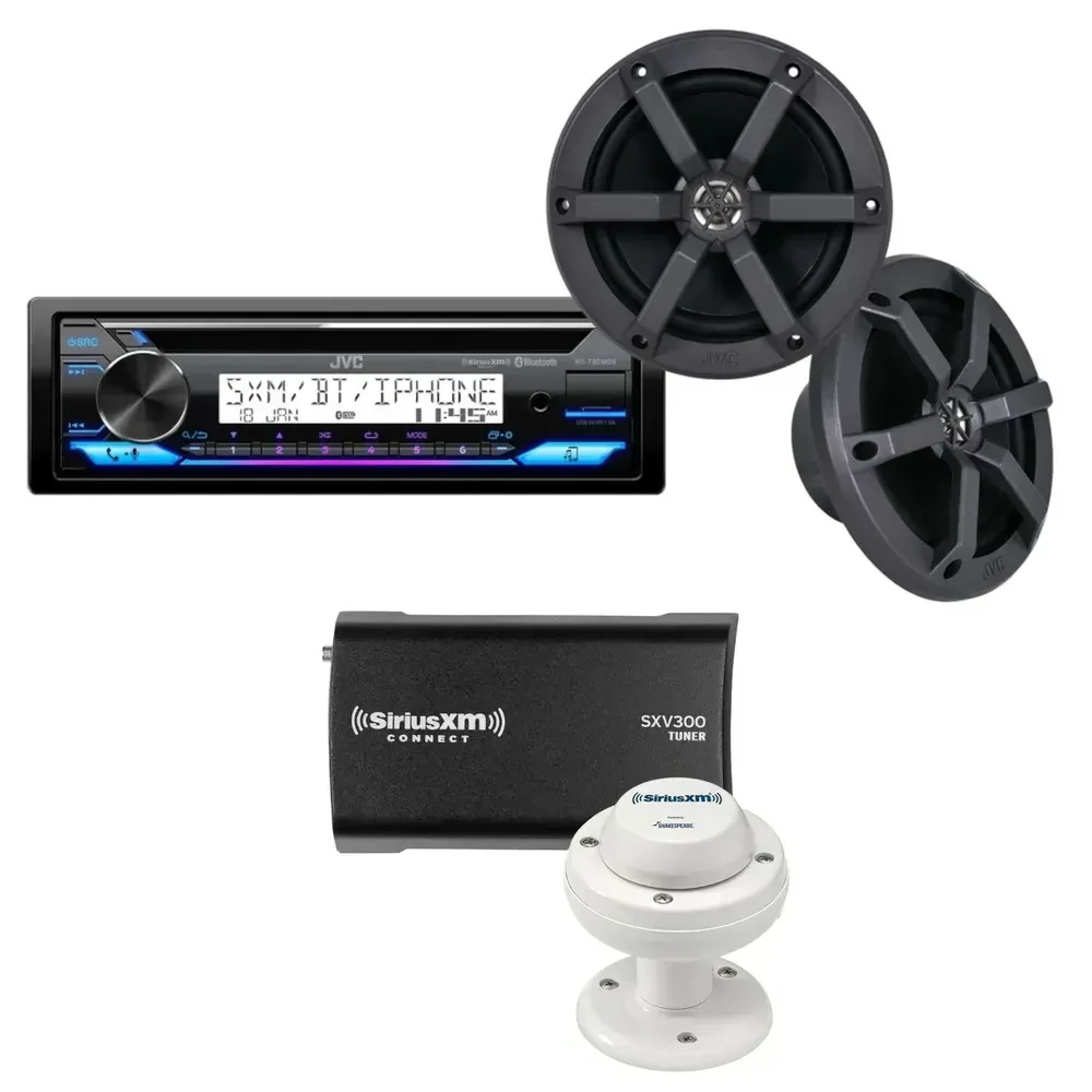 Автомагнитола для морского использования JVC KD-PKT92MBS, CD (набор) с акустикой и тюнером SiriusXM SXV300M1