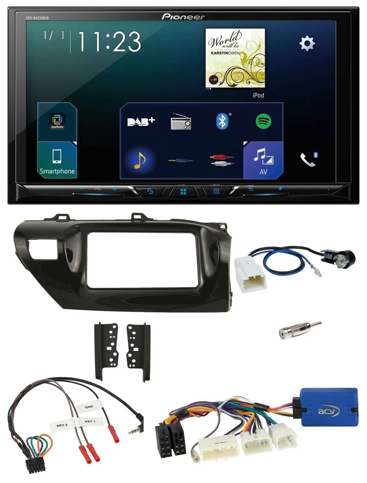 Автомагнитола Pioneer 2DIN, Bluetooth, USB, DAB, для Toyota Hilux 2015–2020, поддержка управления на руле