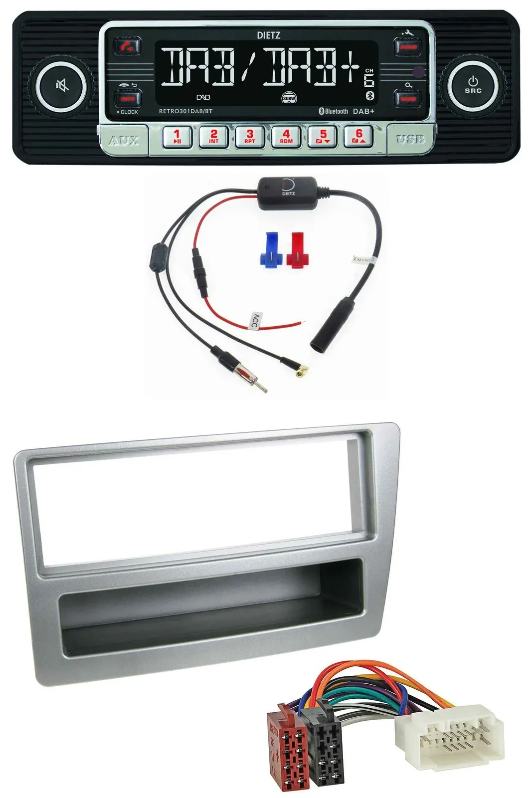 Dietz MP3 DAB Bluetooth USB Autoradio für Honda Civic 04-06 silber autom. Klima