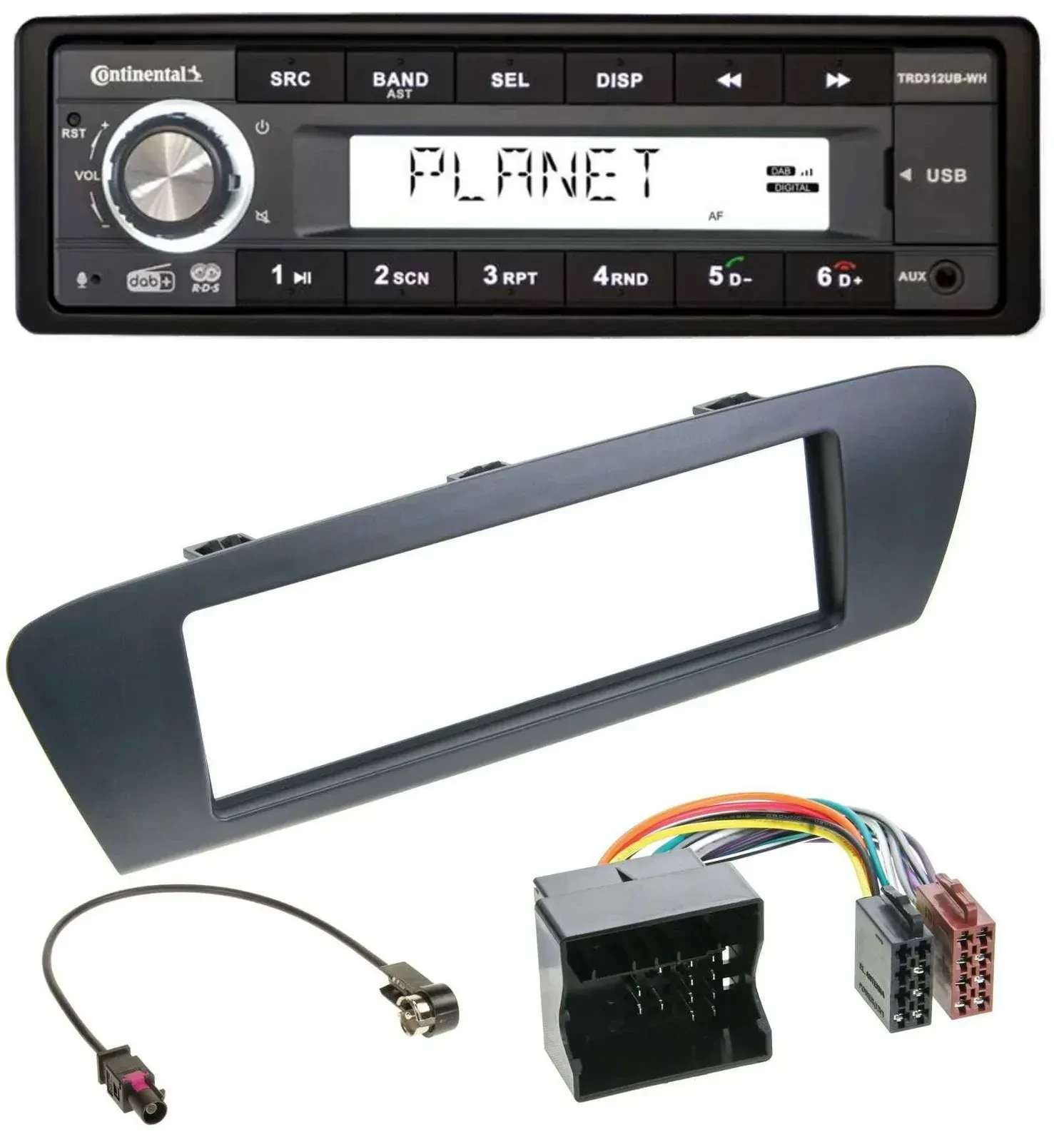 Continental USB 1DIN AUX DAB MP3 Autoradio für Renault Scenic (ab 12) - grau