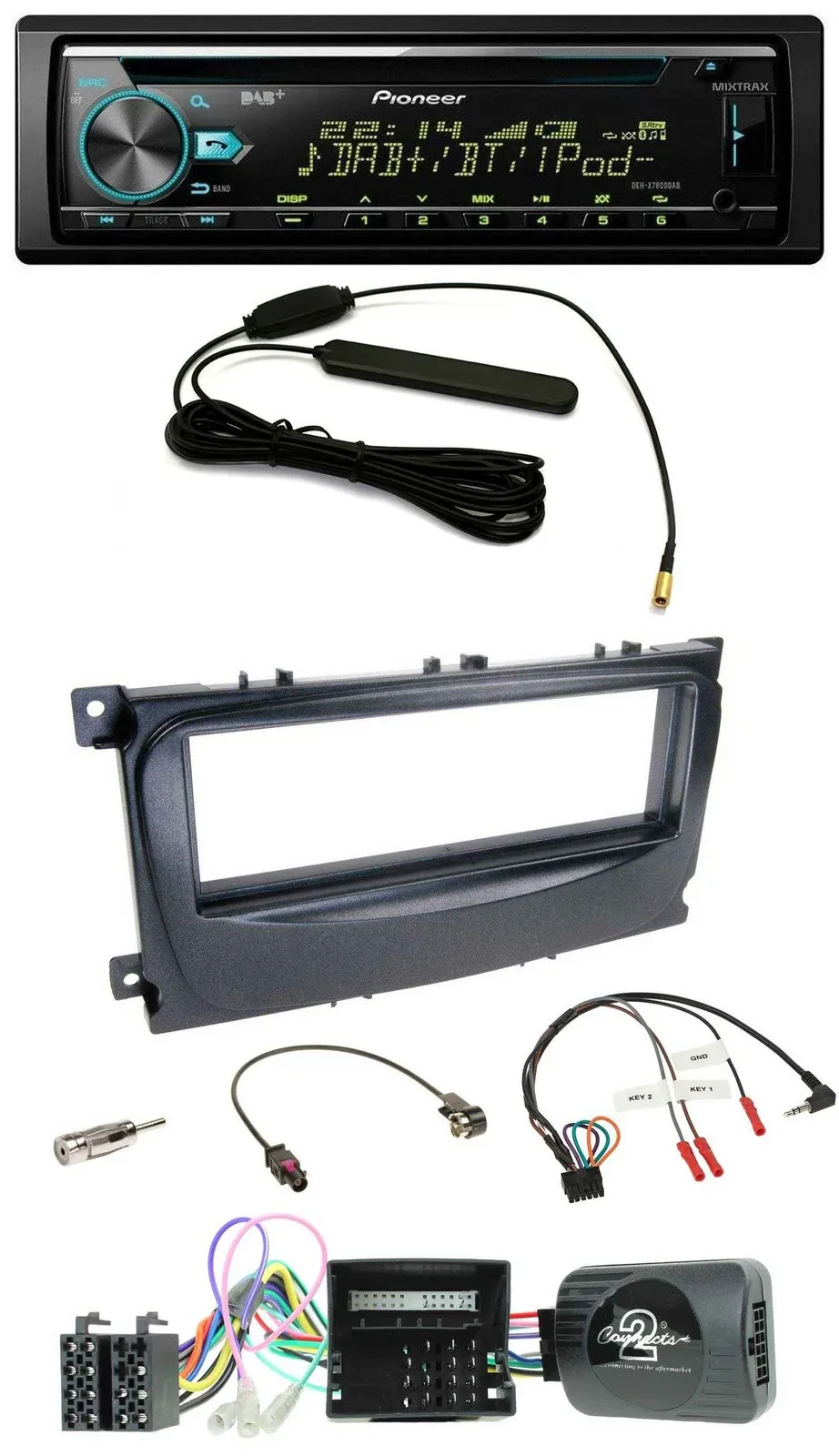 Pioneer CD MP3 Lenkrad DAB USB Autoradio für Ford C-Max Can 07-10 Focus schwarz