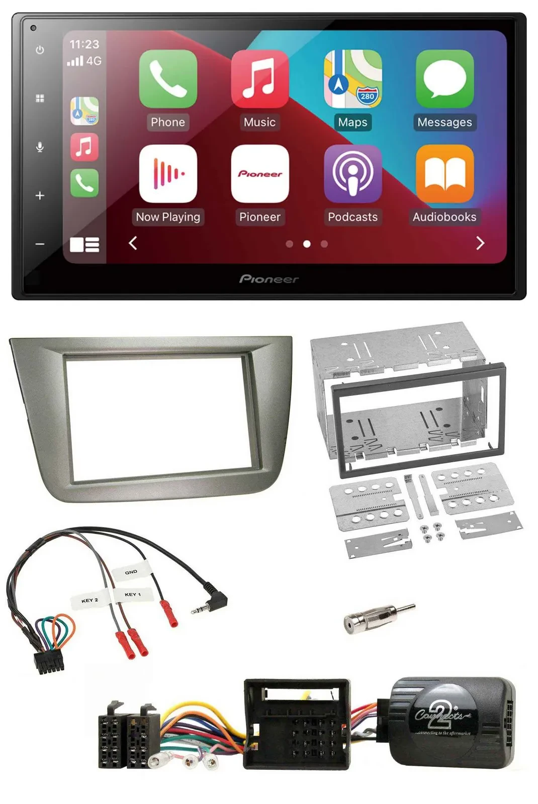 Автомагнитола Pioneer 2DIN DAB Bluetooth USB для Seat Toledo/Altea серебристая