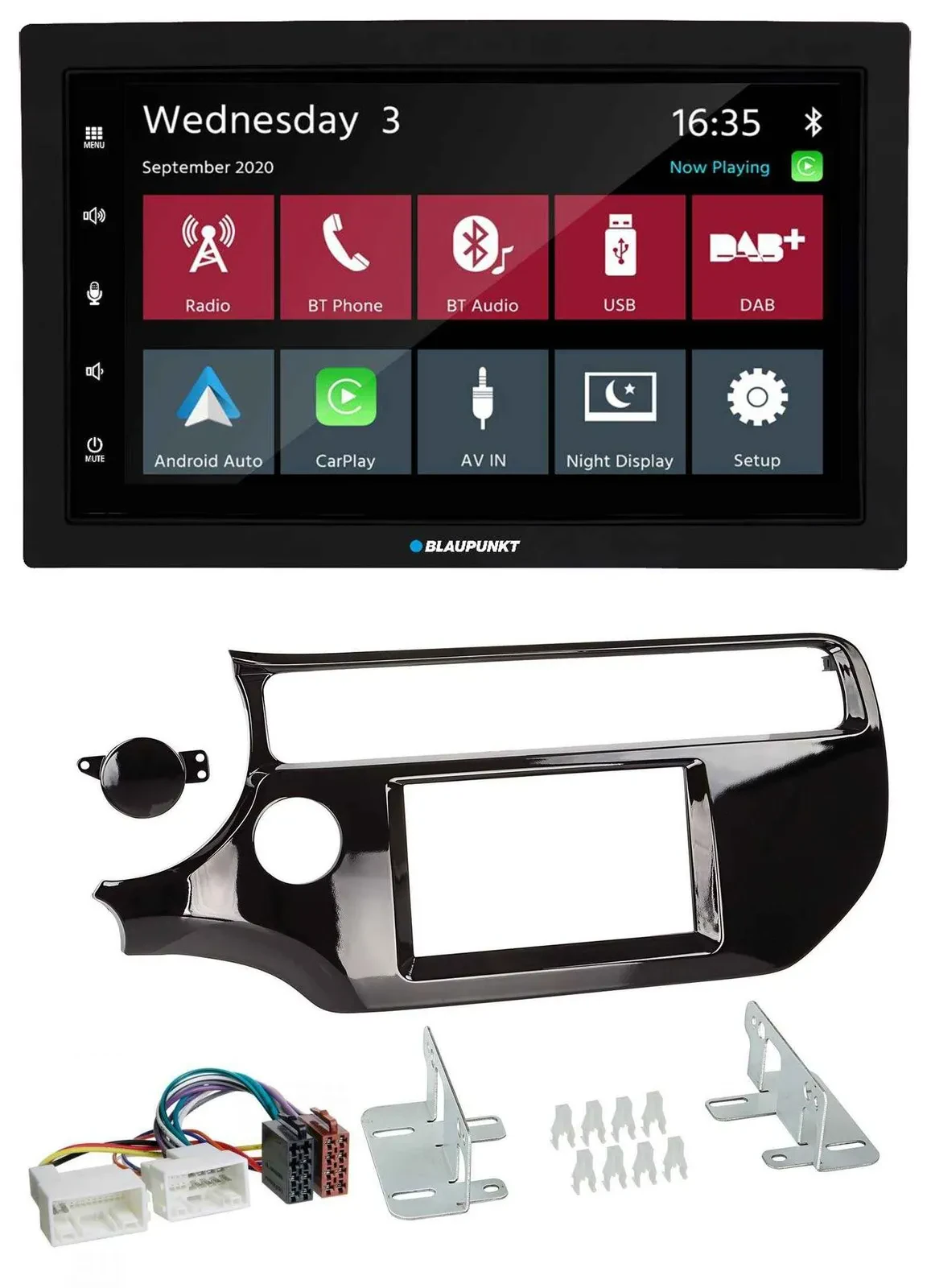 Blaupunkt 2DIN MP3 USB Bluetooth DAB Autoradio für Kia Rio UB ab 15 piano-schwar