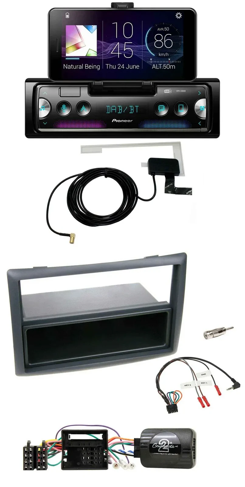 Автомагнитола для Renault Megane 2009–2012 Pioneer DAB, Bluetooth, USB, совместимая с кнопками на руле