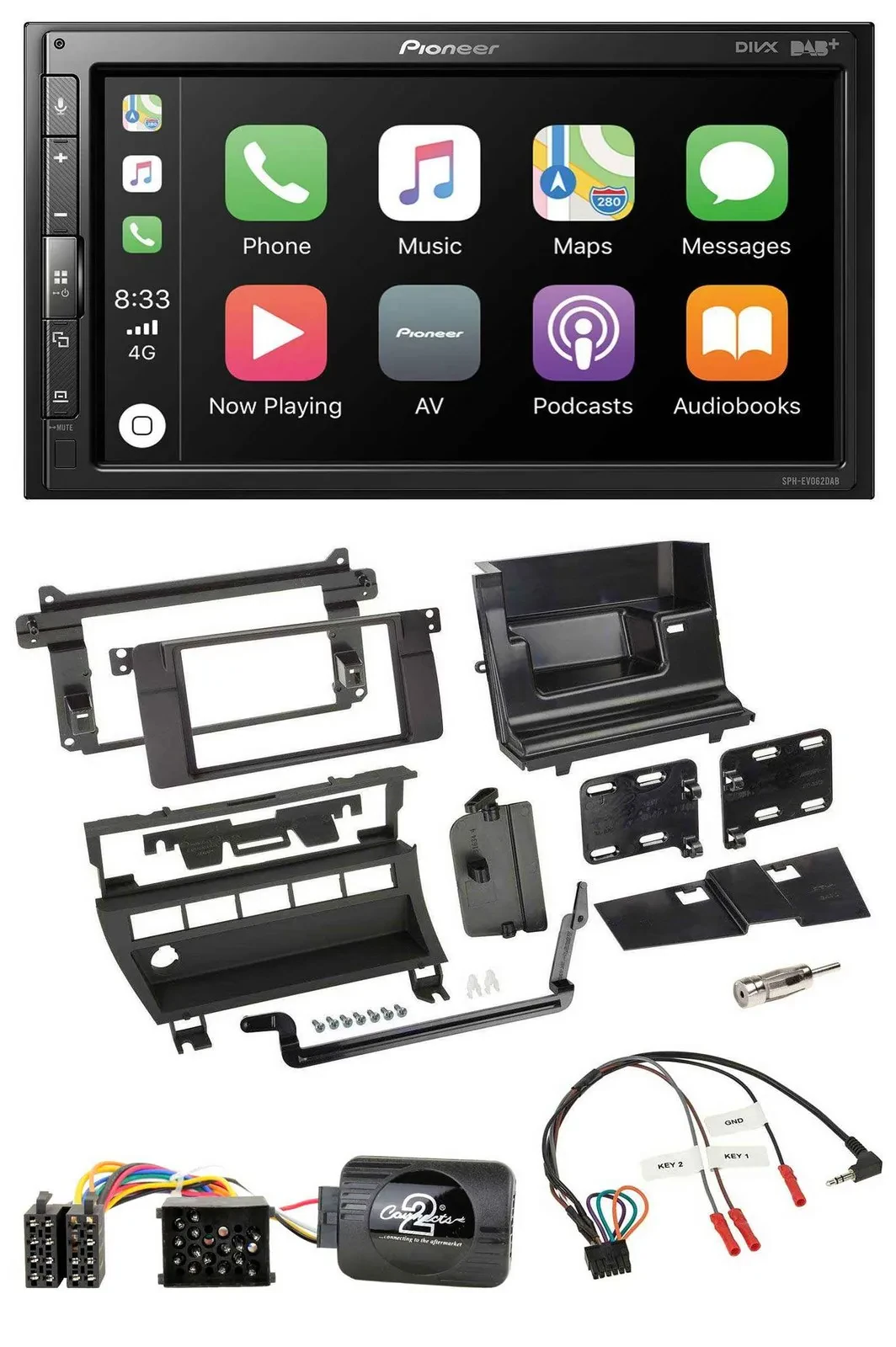 Pioneer USB Lenkrad DAB 2DIN Bluetooth Autoradio für BMW 3er 1999-2006 5 Schalte