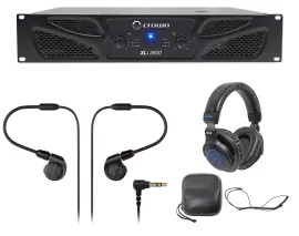 Crown Pro XLi3500 2700w 2-Ch Amplifier+(2) Audio Technica Monitors+DJ Headphones