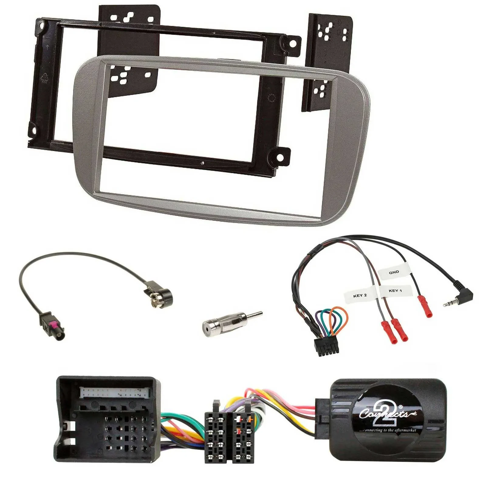 Radioset Lenkradadapter Doppel DIN Autoradio für Ford Mondeo S-Max ab 07 silber