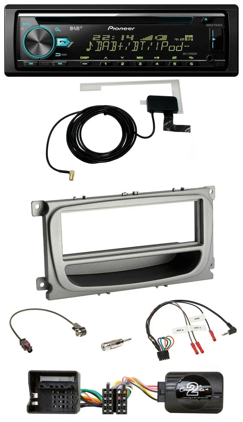 Автомагнитола Pioneer CD/USB/DAB/MP3 для Ford C-Max/Focus/Galaxy (с 2007) серебристая