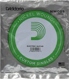 Струна для электрогитары D'Addario NW059 XL Nickel Wound Singles, сталь никелированная, калибр 59