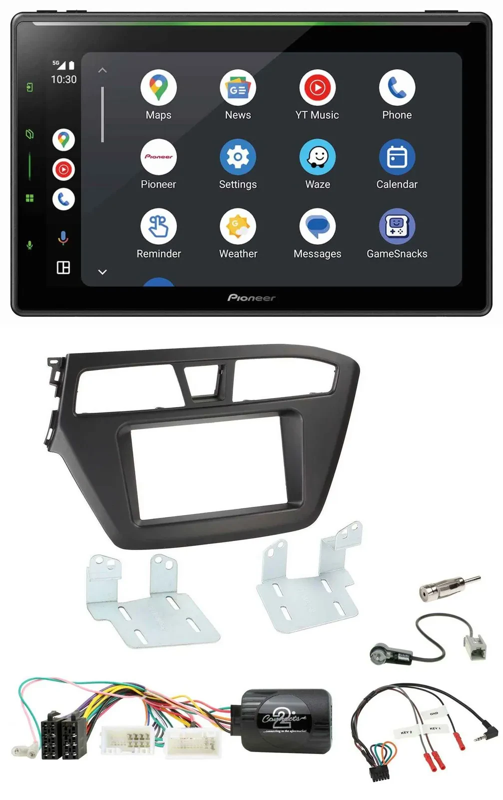 Автомагнитола Pioneer 2DIN USB Bluetooth DAB для Hyundai i20 (с 2015), поддержка кнопок на руле