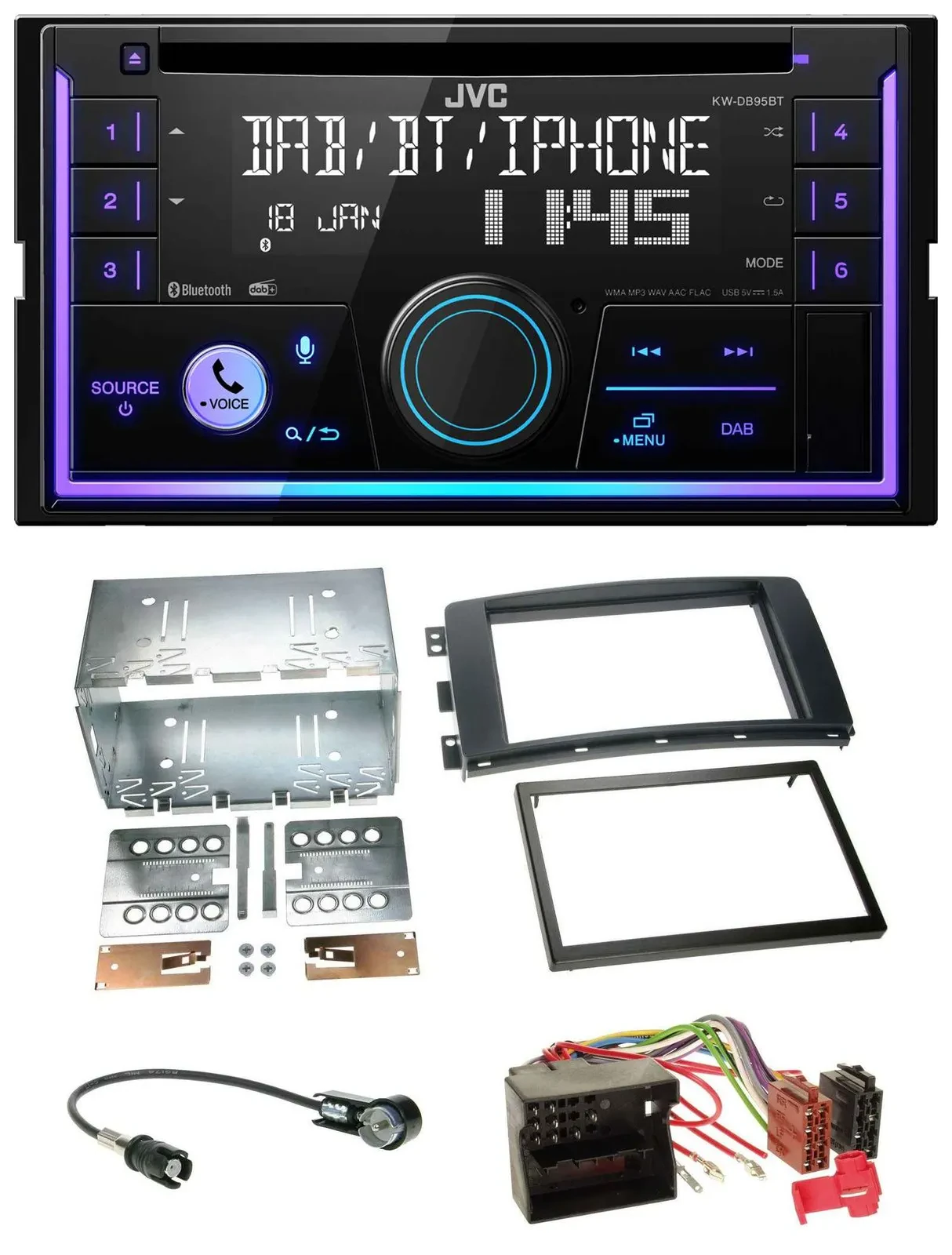 JVC MP3 USB 2DIN DAB Bluetooth CD Autoradio für Smart ForTwo 07-10 ForFour 04-06