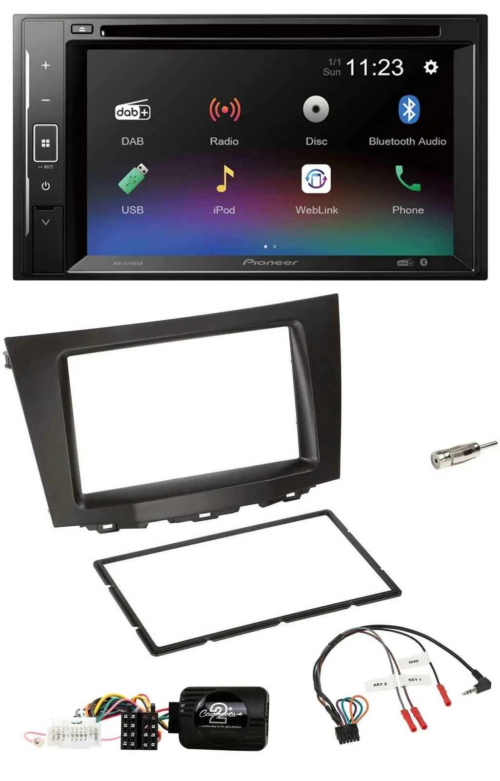 Pioneer Bluetooth Lenkrad USB 2DIN DAB DVD Autoradio für Suzuki Kizashi ab 2010