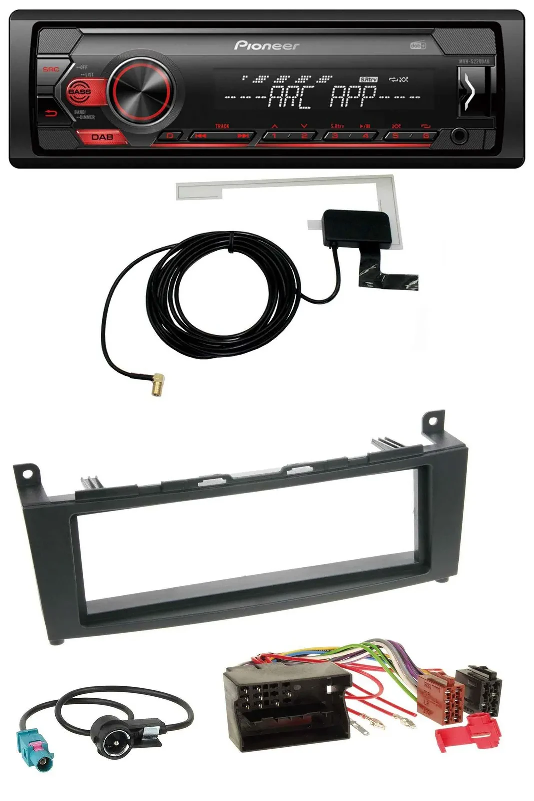 Pioneer 1DIN USB DAB MP3 AUX Autoradio für Mercedes C-Klasse W204 ab 2007
