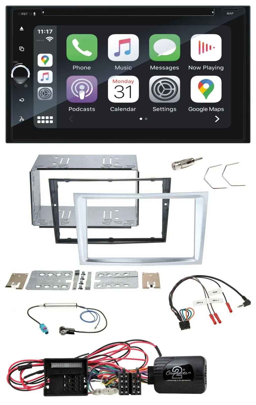 Blaupunkt USB DAB Bluetooth 2DIN TMC Lenkrad Navigation für Opel Corsa D matt-ch