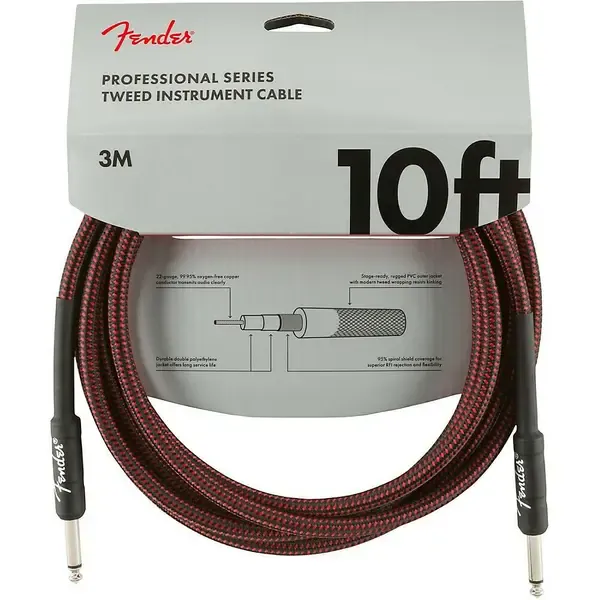 Инструментальный кабель Fender Professional Series Straight to Straight Instrument Cable 10 ft. Red Tweed