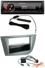 Автомагнитола для Seat Leon (с 2005) Pioneer 1-DIN MP3 DAB AUX USB, тёмно-серый металлик