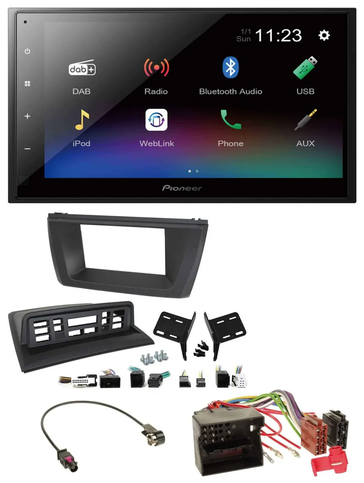 Pioneer USB Bluetooth DAB 2DIN MP3 Autoradio für BMW X3 E83 2004-2010 mittig
