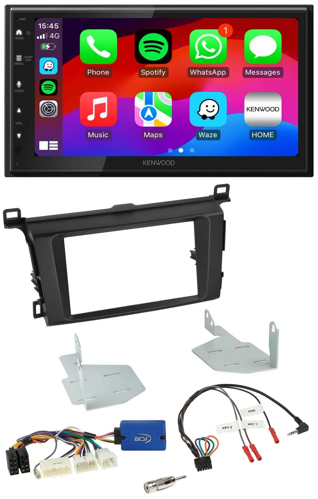 Kenwood Lenkrad USB DAB 2DIN Bluetooth Autoradio für Toyota RAV 4 ab 2013