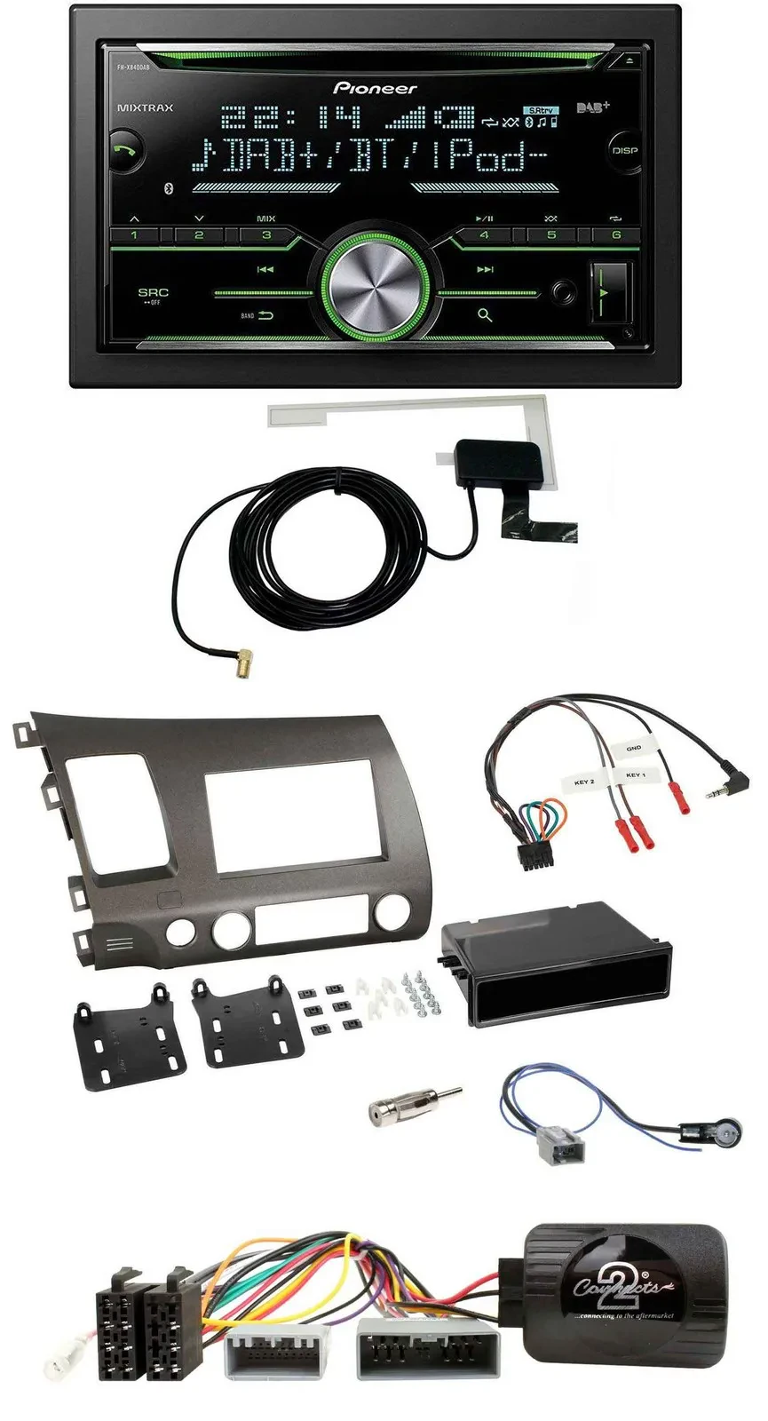Автомагнитола Pioneer 2DIN, CD, USB, Bluetooth, DAB, для Honda Civic Hybrid 2006–2010