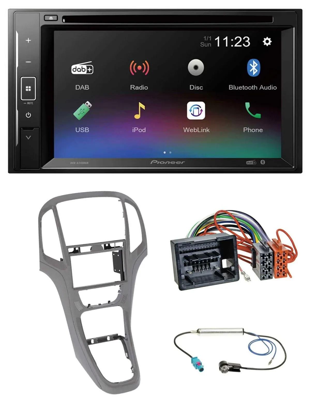 Pioneer Bluetooth MP3 USB 2DIN DAB DVD Autoradio für Opel Astra J ab 09 Titangra