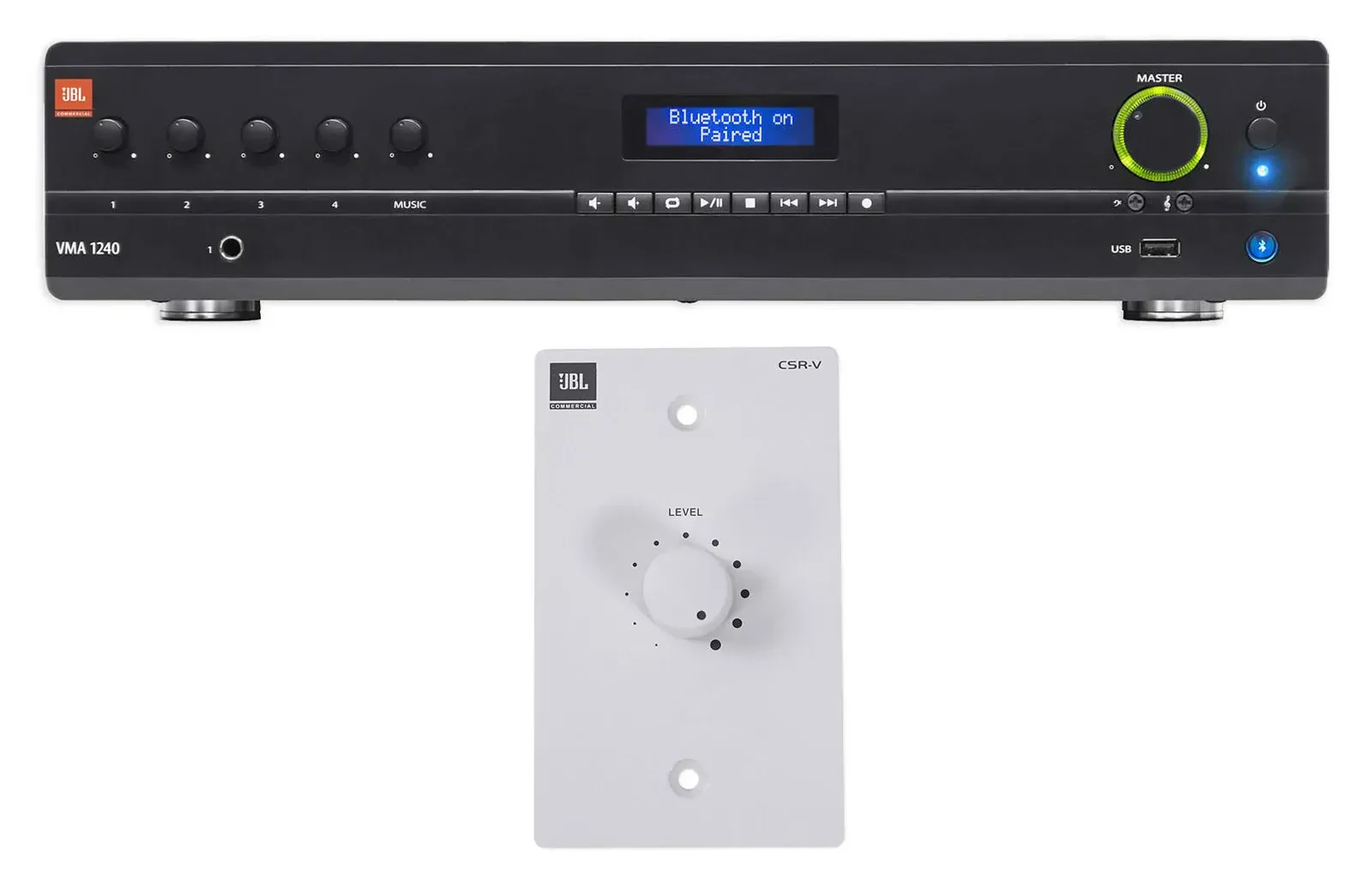 JBL VMA1240 Commercial/Restaurant 120W Bluetooth Amplifier+White Wall Controller