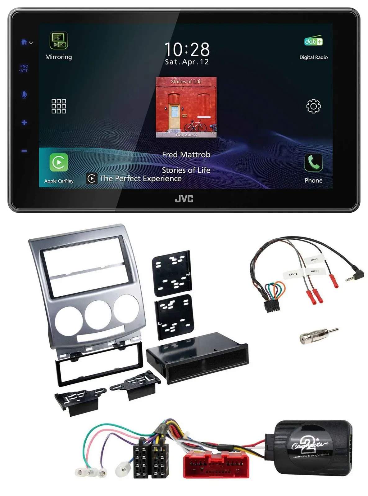 JVC DAB Lenkrad Bluetooth USB Autoradio für Mazda 5 CR 2005-2010 silber