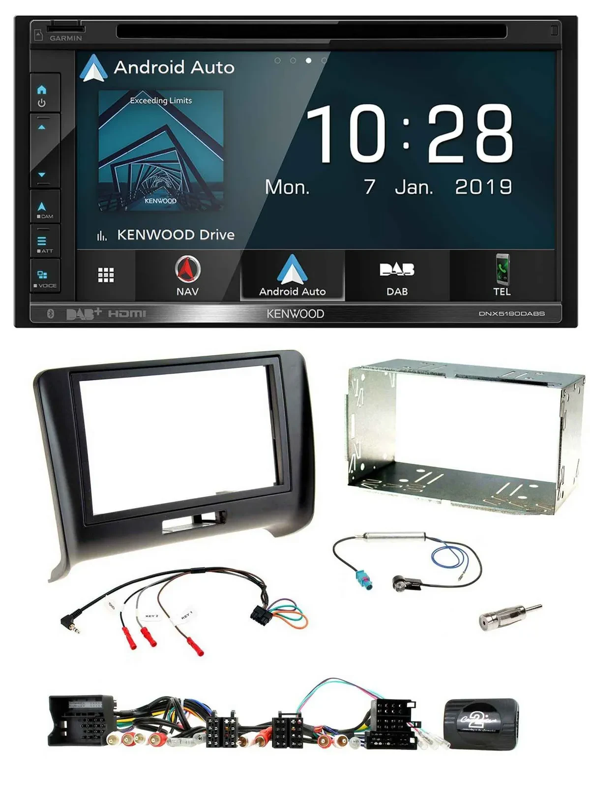 Kenwood DAB TMC USB 2DIN Lenkrad Bluetooth Navigation für Audi TT 2006-2014