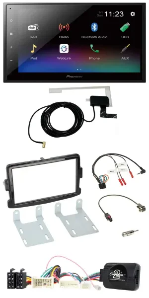 Pioneer DAB Lenkrad Bluetooth 2DIN USB Autoradio für Dacia Sandero ab 13 piano-s