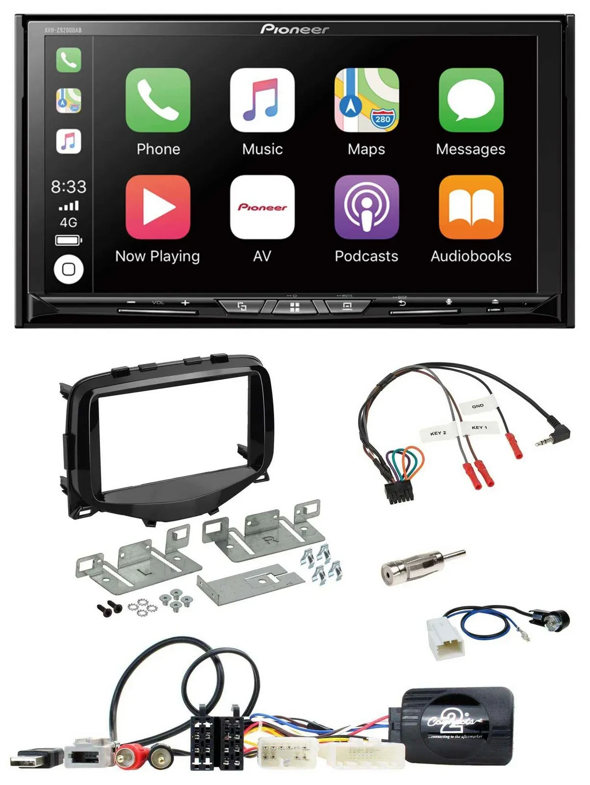 Pioneer 2DIN Lenkrad USB DAB DVD Bluetooth Autoradio für Toyota Aygo 2014-2021