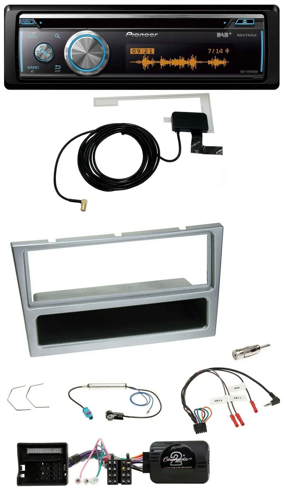 Pioneer Bluetooth DAB Lenkrad USB CD Autoradio für Opel Corsa C Tigra Meriva sil