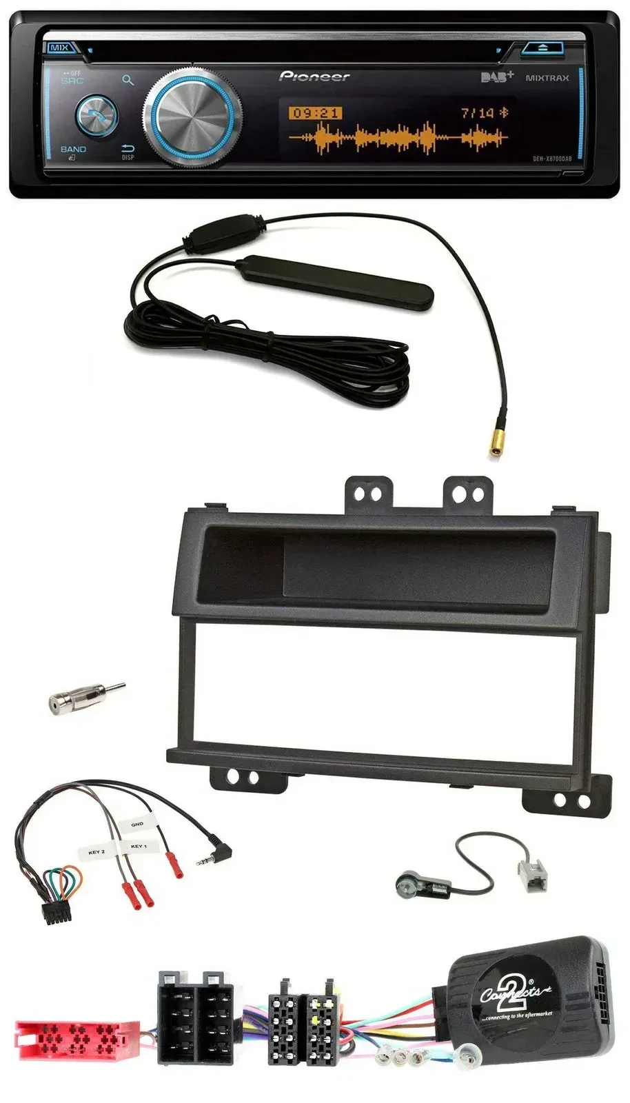 Pioneer CD USB Bluetooth DAB Lenkrad Autoradio für Hyundai i20 ISO 2009-11 schwa