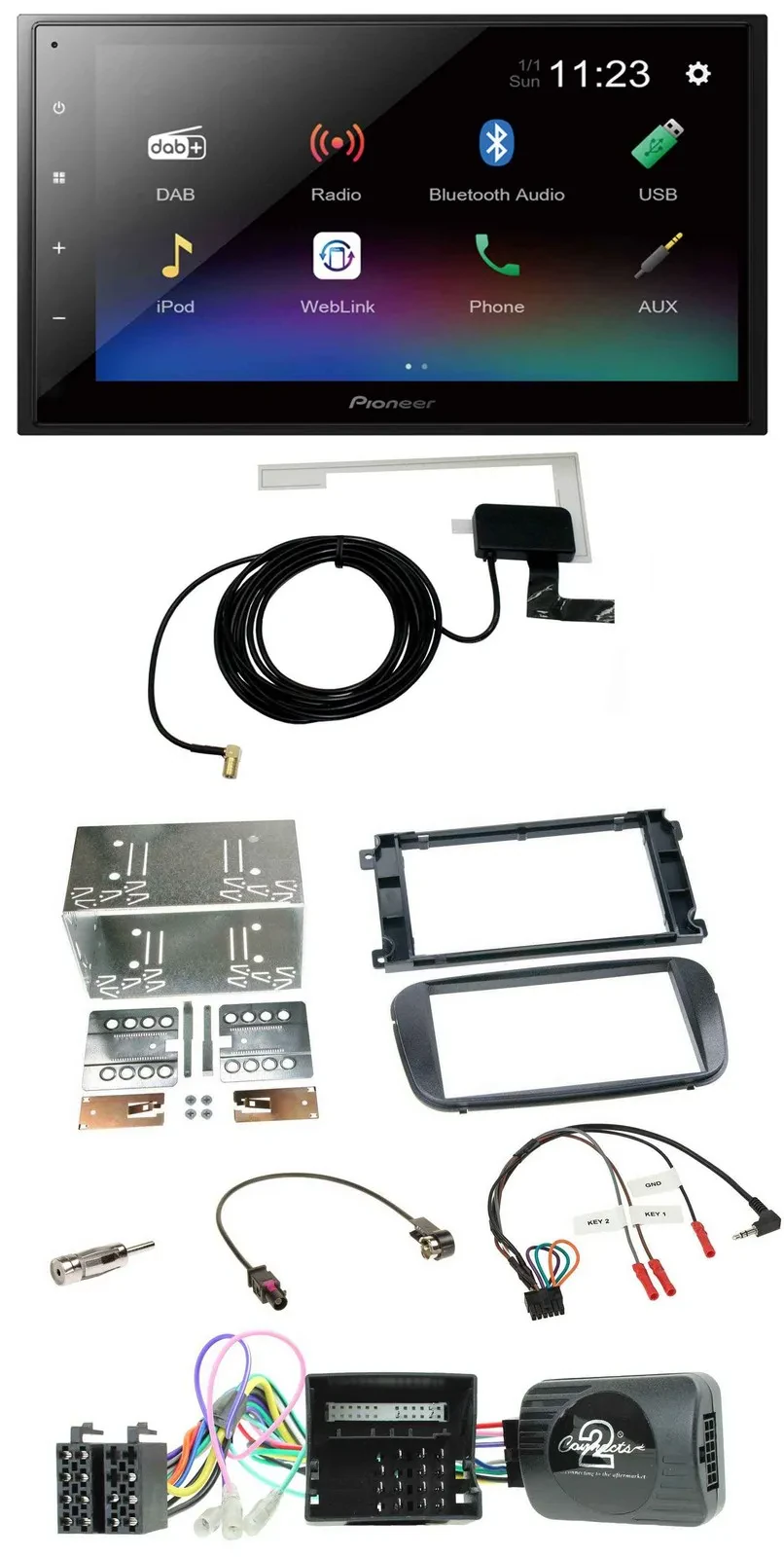 Pioneer DAB Lenkrad Bluetooth 2DIN USB Autoradio für Ford C-Max Galaxy Focus sch