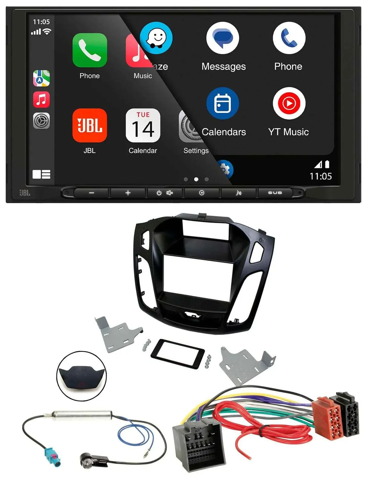 JBL USB 2DIN MP3 Bluetooth AUX Autoradio für Ford Focus ab 2018 schwarz