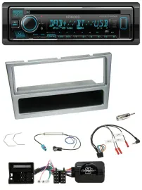Автомагнитола Kenwood Bluetooth DAB USB CD для Opel Corsa C/Tigra/Meriva, поддержка кнопок на руле, серебристая