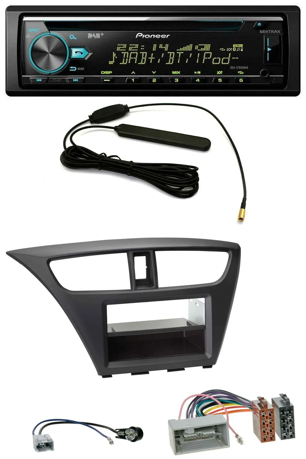 Автомагнитола для Honda Civic Pioneer CD, MP3, USB, AUX, DAB