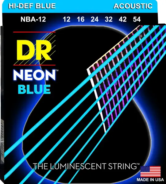 Струны для акустической гитары DR Strings HI-DEF NEON DR NBA-12, 12 - 54