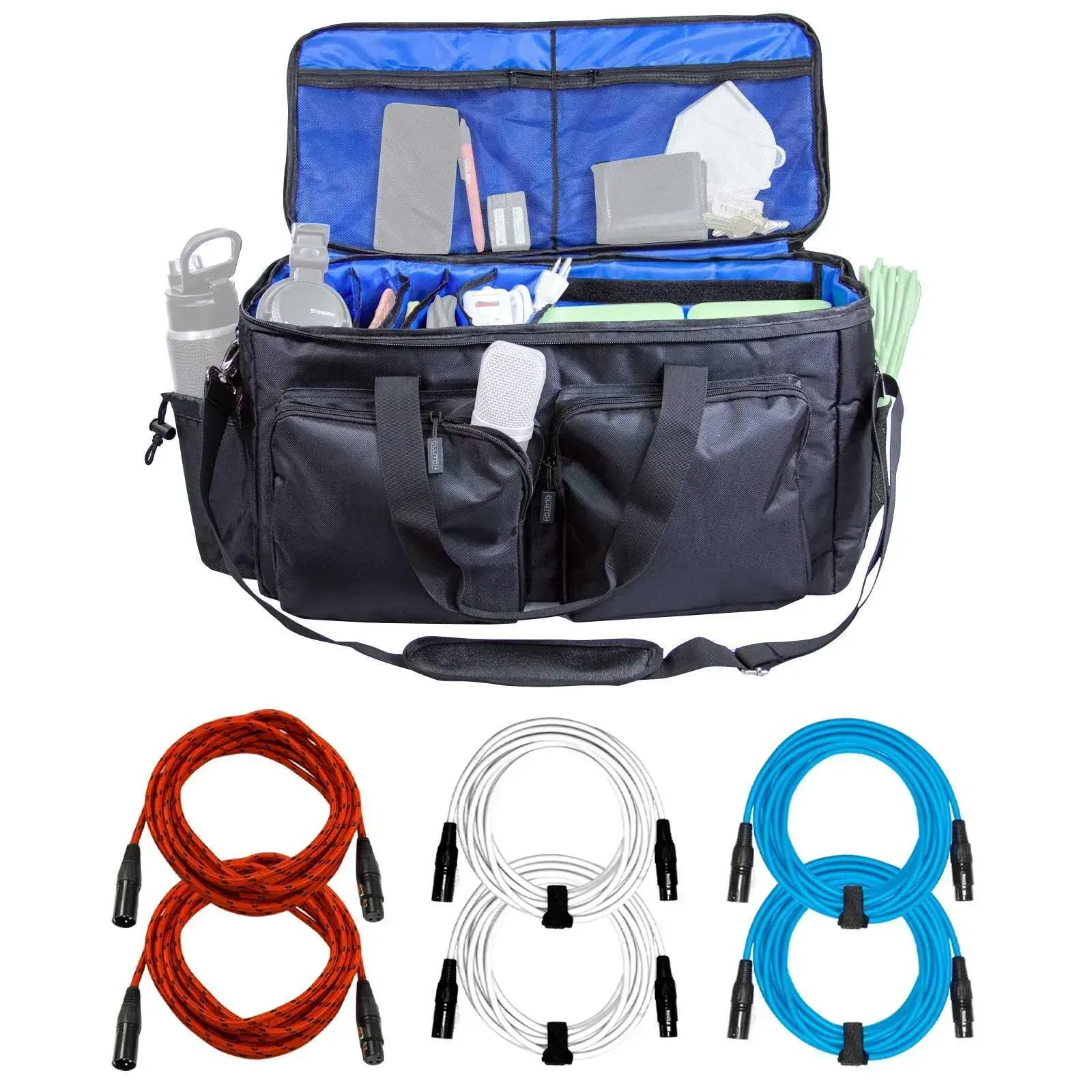Микрофонные кабели XLR для DJ Clutch CADDY-USAPK 20 ft, красный/белый/синий (набор, 3 шт.) с сумкой