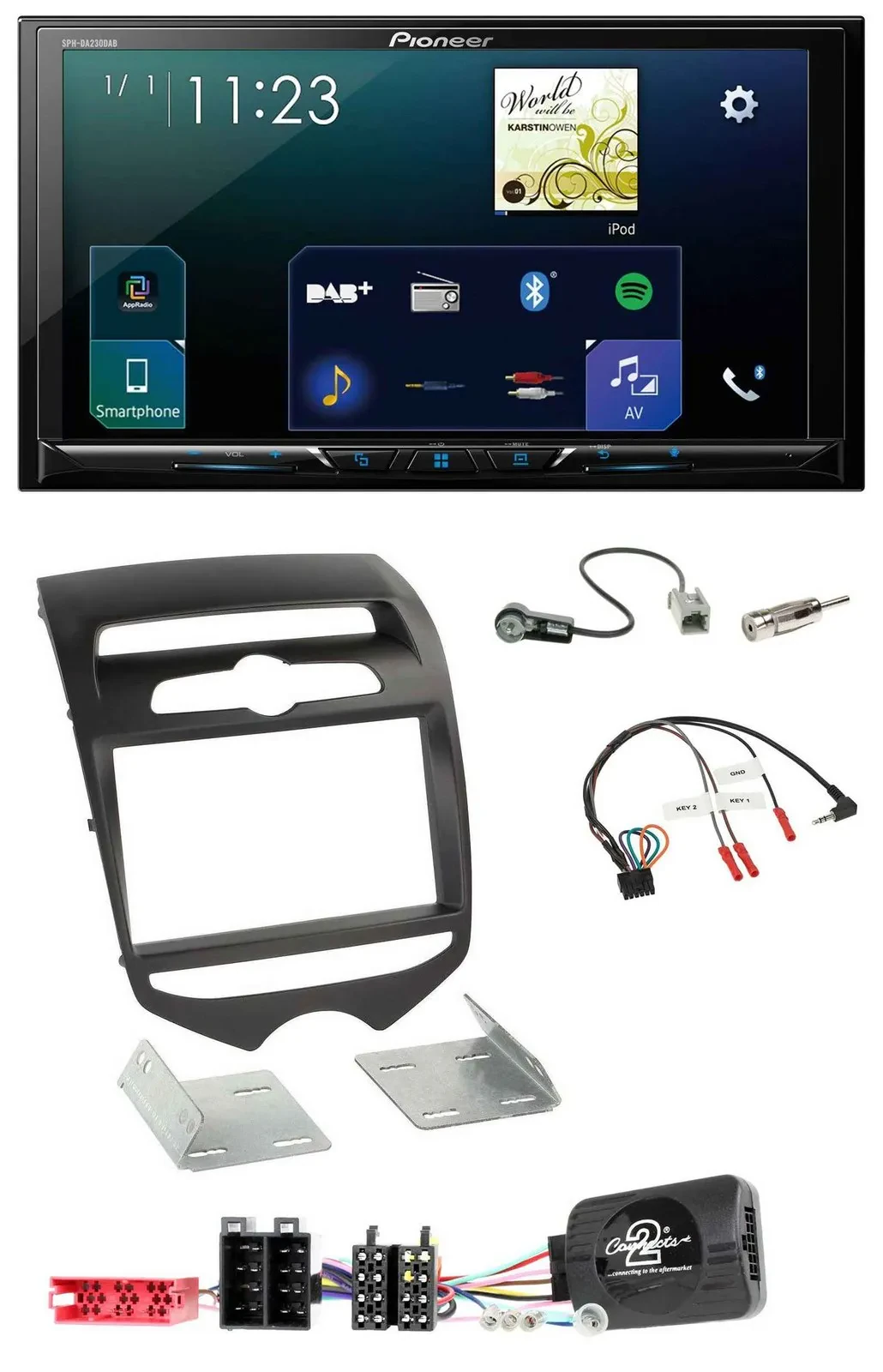 Автомагнитола для Hyundai ix20 Pioneer 2-DIN Bluetooth USB DAB с поддержкой кнопок на руле