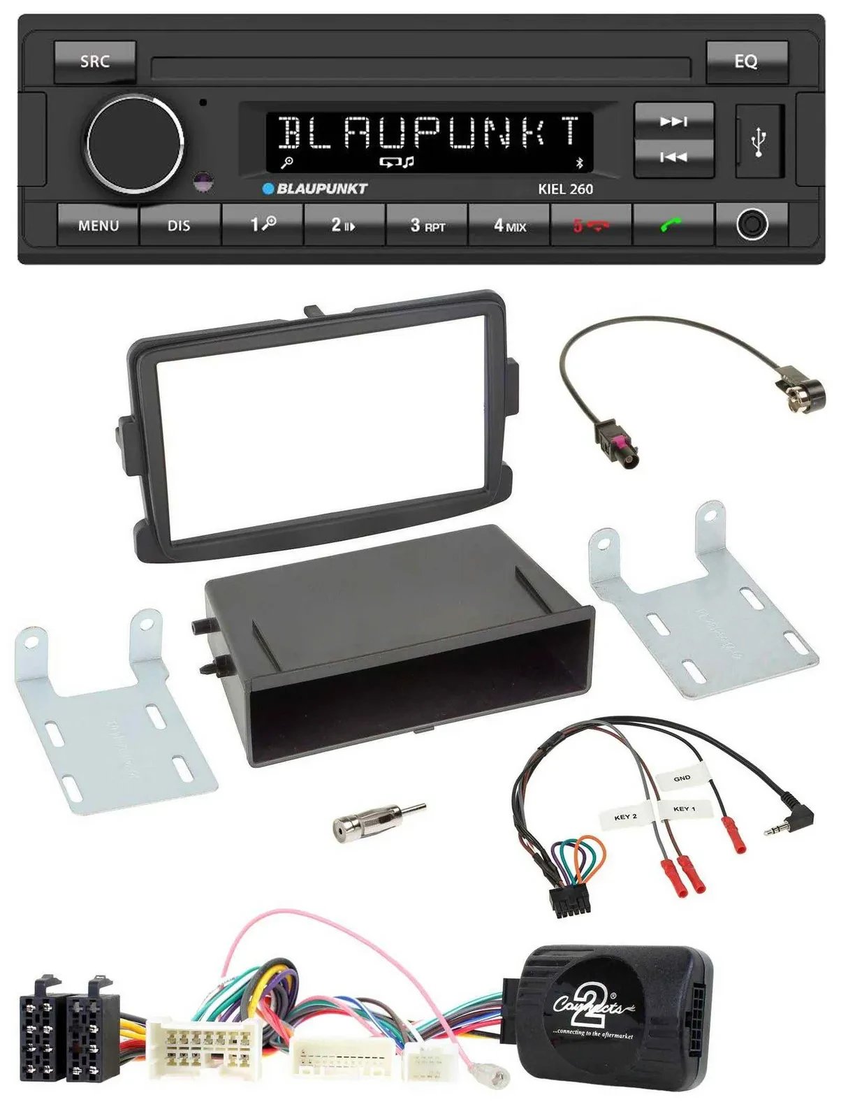 Blaupunkt USB DAB Bluetooth Lenkrad Autoradio für Dacia Logan Sandero ab 12 schw