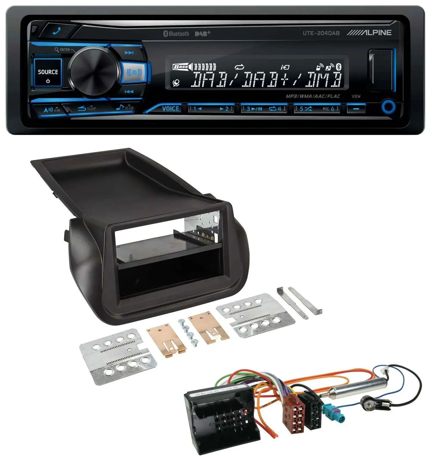 Alpine USB Bluetooth DAB MP3 Autoradio für Citroen Nemo Peugeot Bipper ab 2008