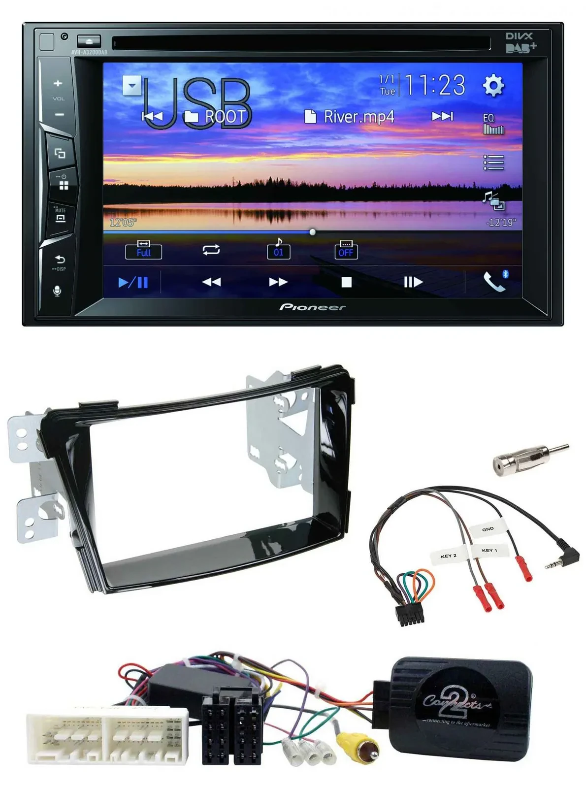 Автомагнитола Pioneer 2DIN Bluetooth USB DVD DAB для Hyundai i40 (с 2016)